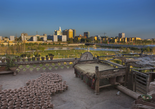 View Over The New Town From A Roof Of The Old Town, Kashgar, Xinjiang Uyghur Autonomous Region, China