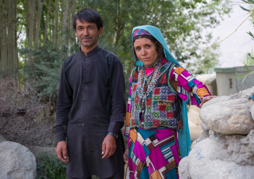 Afghan couple with traditional clothing, Badakhshan province, Khandood, Afghanistan