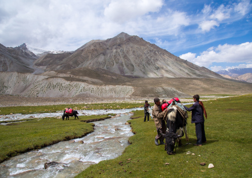 Treck in the pamir mountains with yaks, Big pamir, Wakhan, Afghanistan