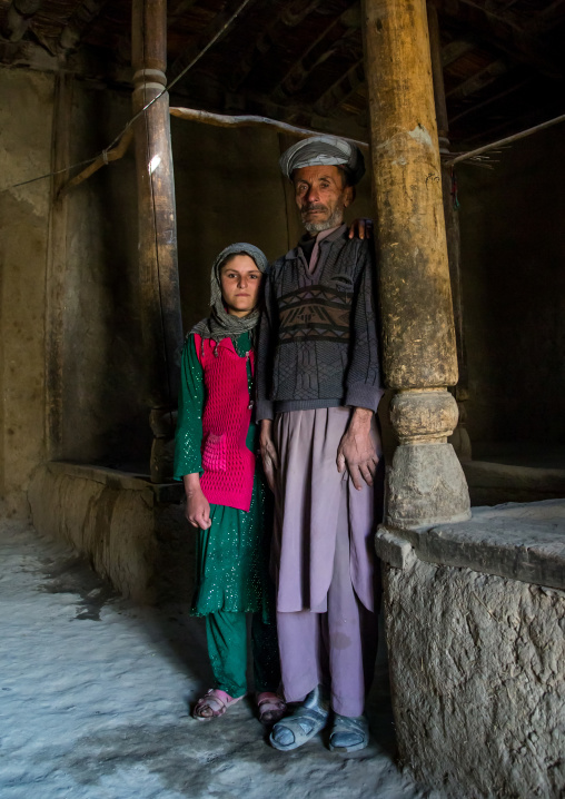 Father and her daughter in their traditional house, Badakhshan province, Zebak, Afghanistan