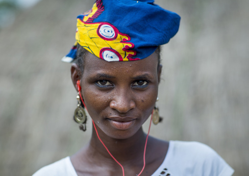 Benin, West Africa, Gossoue, a beautiful fulani peul tribe woman portrait