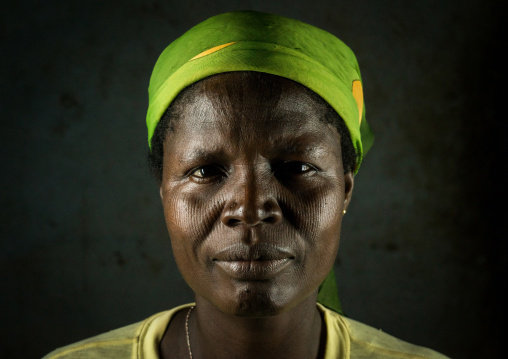 Benin, West Africa, Koussou, a somba tribe woman with her face covered with linear scars