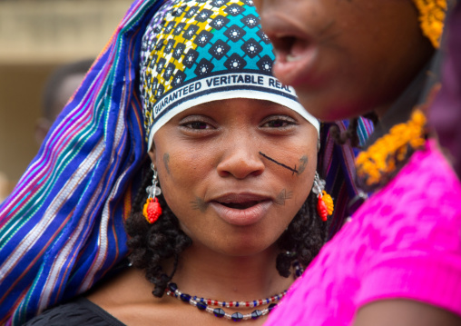 Benin, West Africa, Savalou, a beautiful tattooed fulani peul tribe young woman