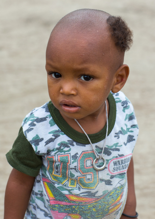 Benin, West Africa, Savalou, peul tribe boy with a funny haircut