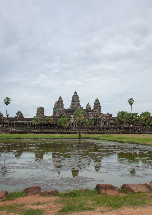 Angkor wat reflection in the pond, Siem Reap Province, Angkor, Cambodia