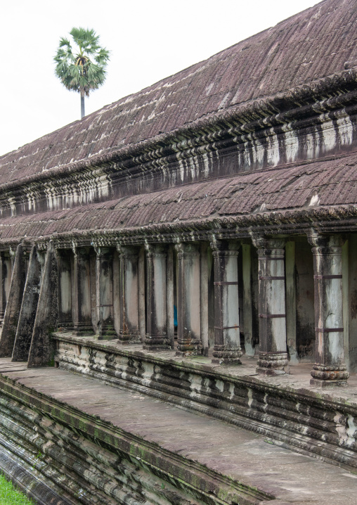 Columns along Angkor wat, Siem Reap Province, Angkor, Cambodia