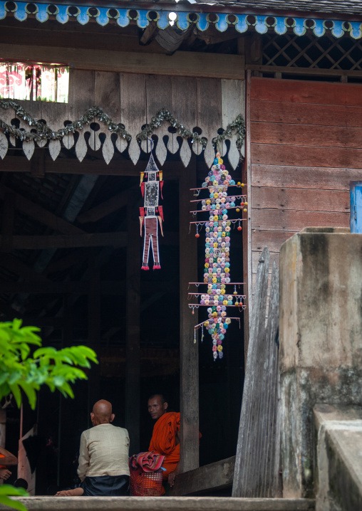 Decorated house in the monastery of Angkor wat, Siem Reap Province, Angkor, Cambodia