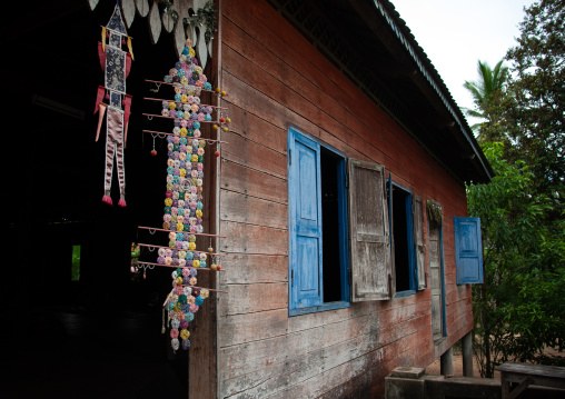 Decorated house in the monastery of Angkor wat, Siem Reap Province, Angkor, Cambodia