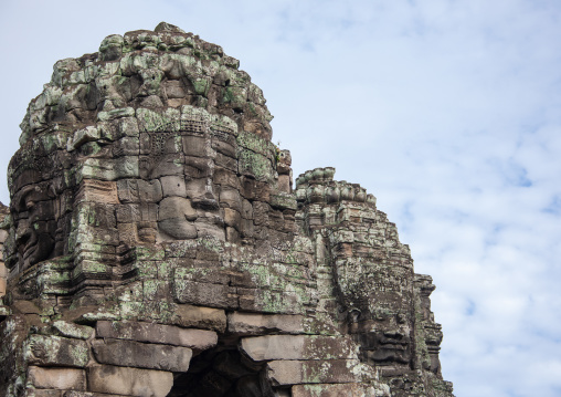 Giant buddha face inside Bayon temple, Siem Reap Province, Angkor, Cambodia