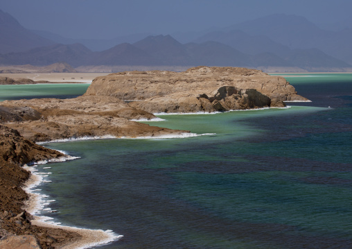 Lake Assal Crater Lake With Its Salt Pans, Afar Depression, Djibouti