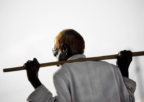 Afar Man Walking With Stick On The Shoulders, Tadjourah, Djibouti