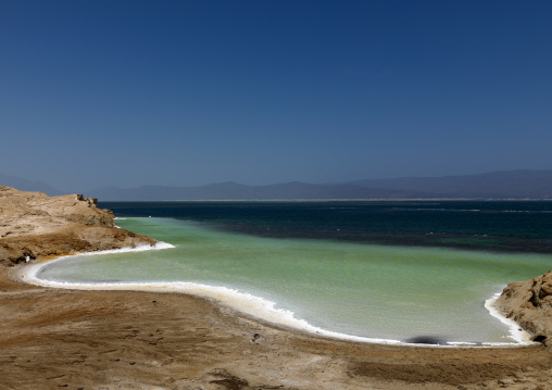 Lake Assal Crater Lake With Its Salt Pans, Afar Depression, Djibouti