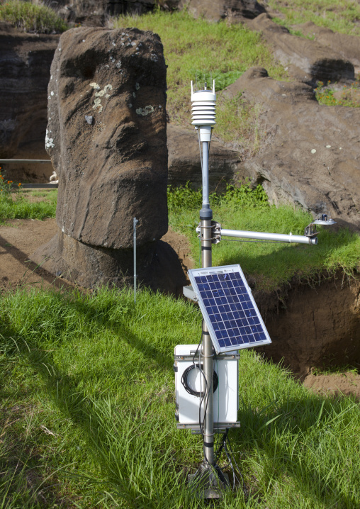 Excavation Of A Moai In Rano Raraku, Easter Island, Chile