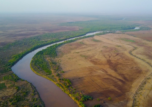 Aerial view of the Omo river, Omo Valley, Omorate, Ethiopia