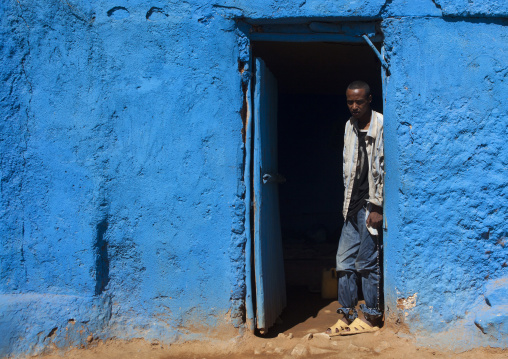 Portrait Of A Man Chained By His Parents After Becoming Mad Due To An Overdose Of Qat, Harar, Ethiopia