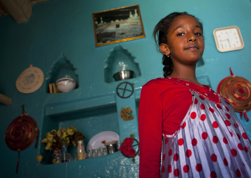 Portrait Of A Girl In An Harari Old House With A Niche In The Wall, Harar, Ehtiopia