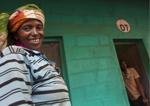 Portrait Of A Mature Woman With Toothy Smile In The Giant Khat Market Near Harar, Adaway, Ethiopia