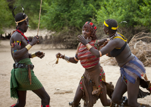 Whipping Of A Hamer Woman During Bull Leaping Ceremony, Omo Valley, Ethiopia