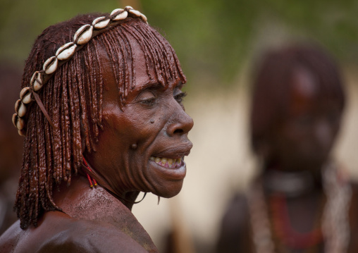 Hamer Woman Portrait Celebrating Bull Jumping Ceremony, Omo Valley, Ethiopia