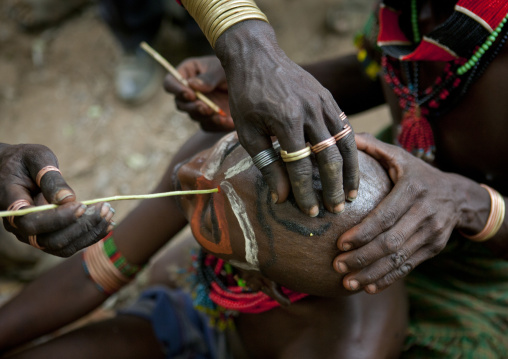 Whippers Making Up During Bull Jumping Ceremony In Hamer Tribe, Omo Valley, Ethiopia