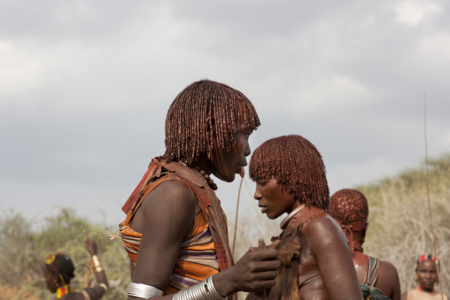 Hamer Tribe Women Celebrating Bull Jumping Ceremony, Omo Valley, Ethiopia