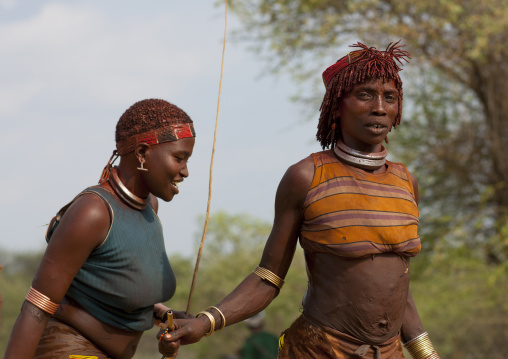 Hamer Tribe Women Celebrating Bull Jumping Ceremony, Omo Valley, Ethiopia