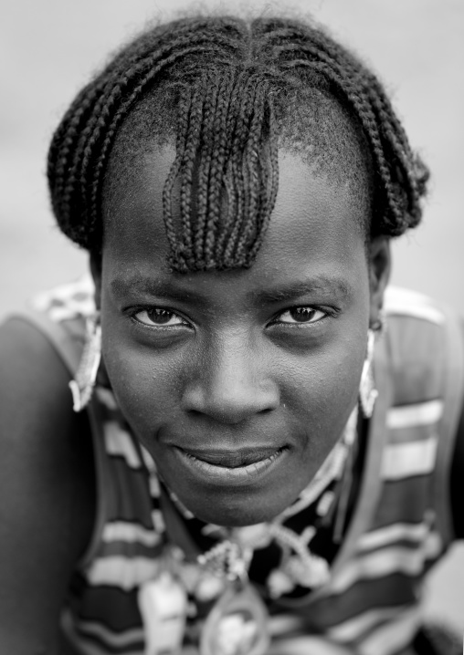 Cute Young Banna Woman With Western Clothing And Enigmatic Look Omo Valley Ethiopia