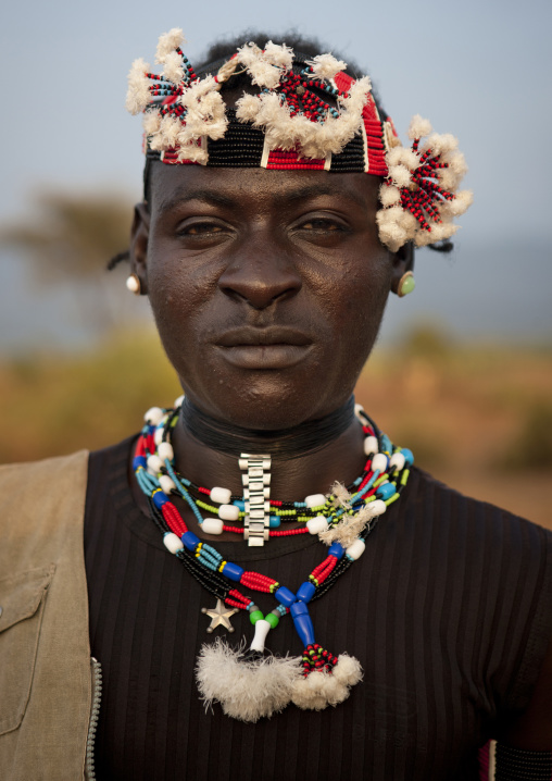 Bana Man Portrait  Bull Jumping Ceremony Ethiopia