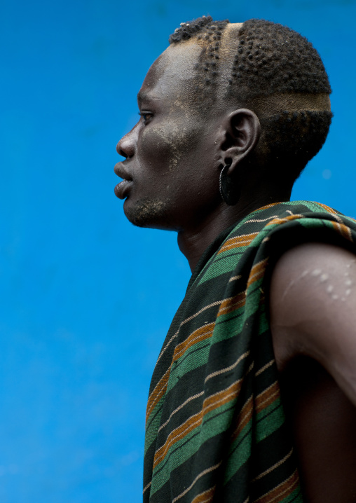 Bodi Man Original Hairstyle Portrait Hana Mursi Village Omo Valley Ethiopia