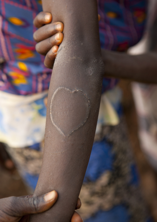 Heart Shaped Scarification On Bodi Woman Forearm Omo Valley Ethiopia