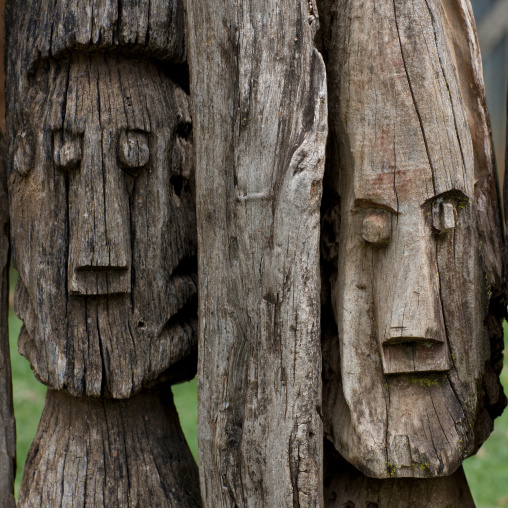 Waga Wooden Carved Sculptures Devoted To The Dead Konso Tribe Omo Valley Ethiopia