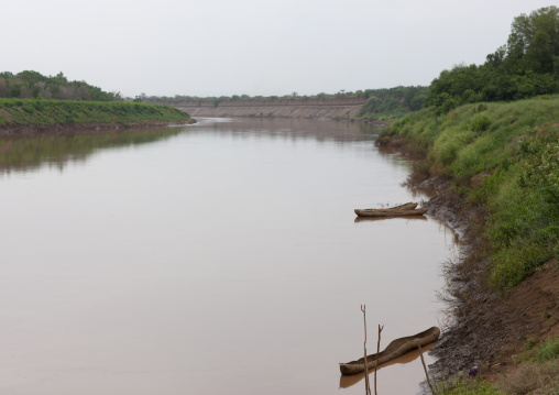 Omo River With Pirogues On It Omo Valley Ethiopia