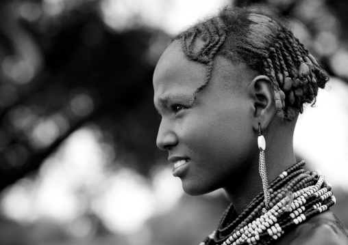 Dassanech Teenage Girl Wearing Beaded Necklaces Omo Valley Ethiopia