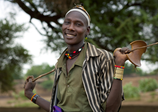 Young Smiling Dassanech Man Head And Shoulders Omorate Ethiopia