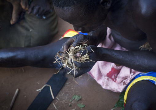 Majang Tribe Men Making Fire, Traditional Style, Kobown, Ethiopia