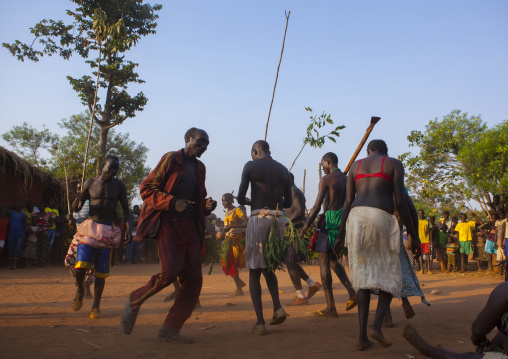 Majang Tribe Dancing For A Celebration, Kobown, Ethiopia