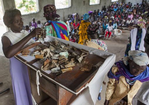 People Giving Money To Church Donations, Gambela, Ethiopia