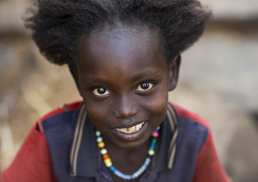 Cute Girl With Afro Hair From Konso Tribe, Konso, Ethiopia