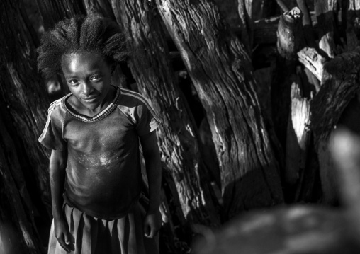 Cute Girl With Afro Hair From Konso Tribe, Konso, Ethiopia