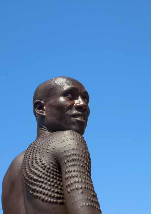 Topossa Man With Scarifications On His Body, Kangate, Omo Valley, Ethiopia