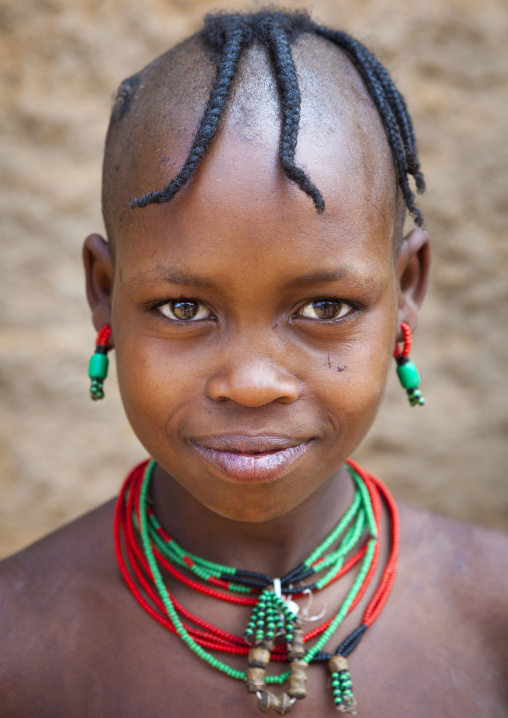 Hamer Tribe Girl In Traditional Outfit, Dimeka, Omo Valley, Ethiopia