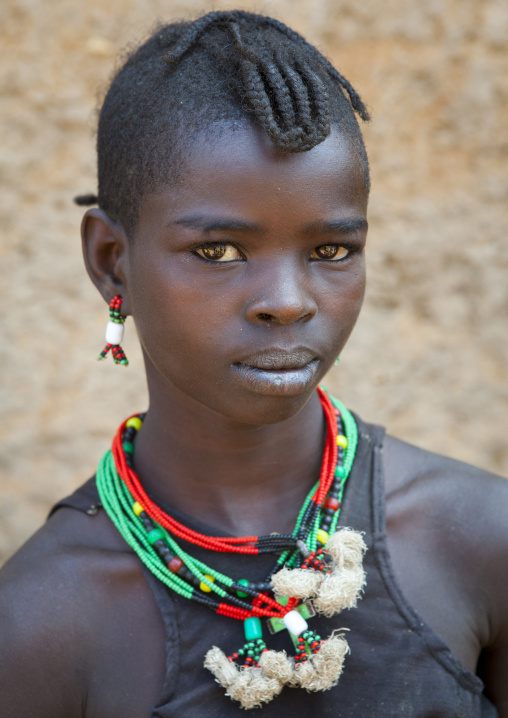 Hamer Tribe Girl In Traditional Outfit, Dimeka, Omo Valley, Ethiopia