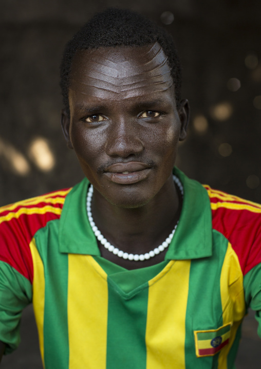 Nuer Tribe Man With Gaar Facial Markings, Gambela, Ethiopia