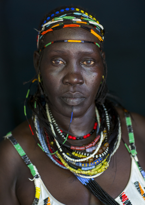 Woman From Anuak Tribe In Traditional Clothing, Gambela, Ethiopia