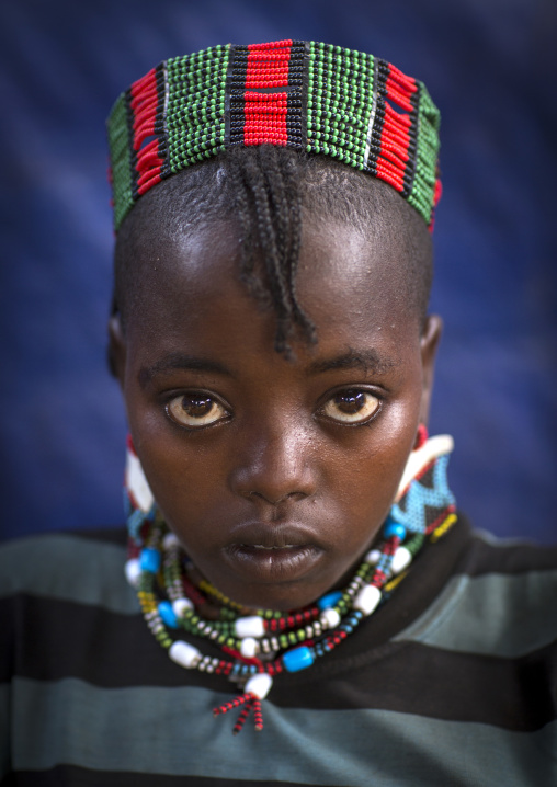 Hamer Tribe Girl In Traditional Outfit, Dimeka, Omo Valley, Ethiopia