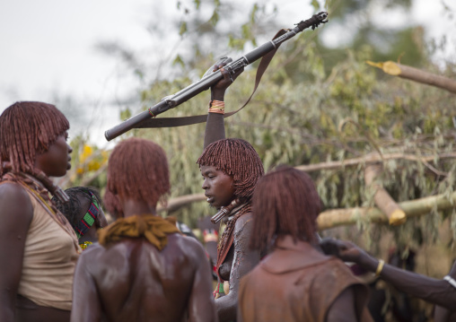 Bashada Tribe Women Dancing During A Bull Jumping Ceremony, Dimeka, Omo Valley, Ethiopia