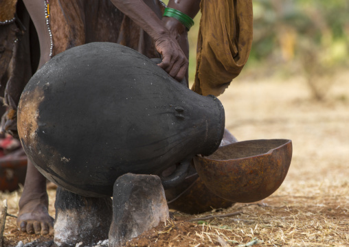 Bashada Tribe Woman Drinkinf Alcohol During A Bull Jumping Ceremony, Dimeka, Omo Valley, Ethiopia