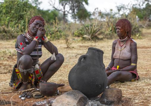 Bashada Tribe Women Crying During A Bull Jumping Ceremony, Dimeka, Omo Valley, Ethiopia