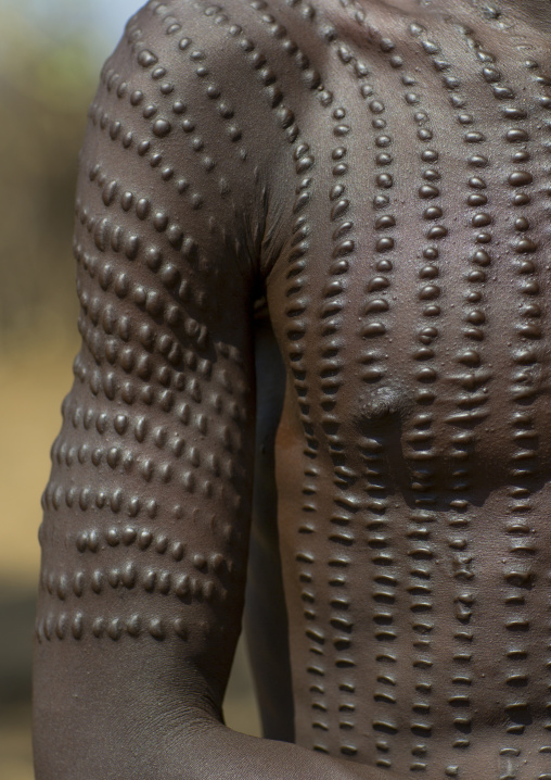 Topossa Man With Scarifications On His Body, Kangate, Omo Valley, Ethiopia