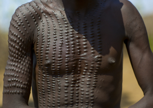 Topossa Man With Scarifications On His Body, Kangate, Omo Valley, Ethiopia